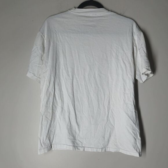 Vintage 1980s MCMXCII Bird Flower Shirt Size Large Made In USA Air Waves White - Picture 8 of 9